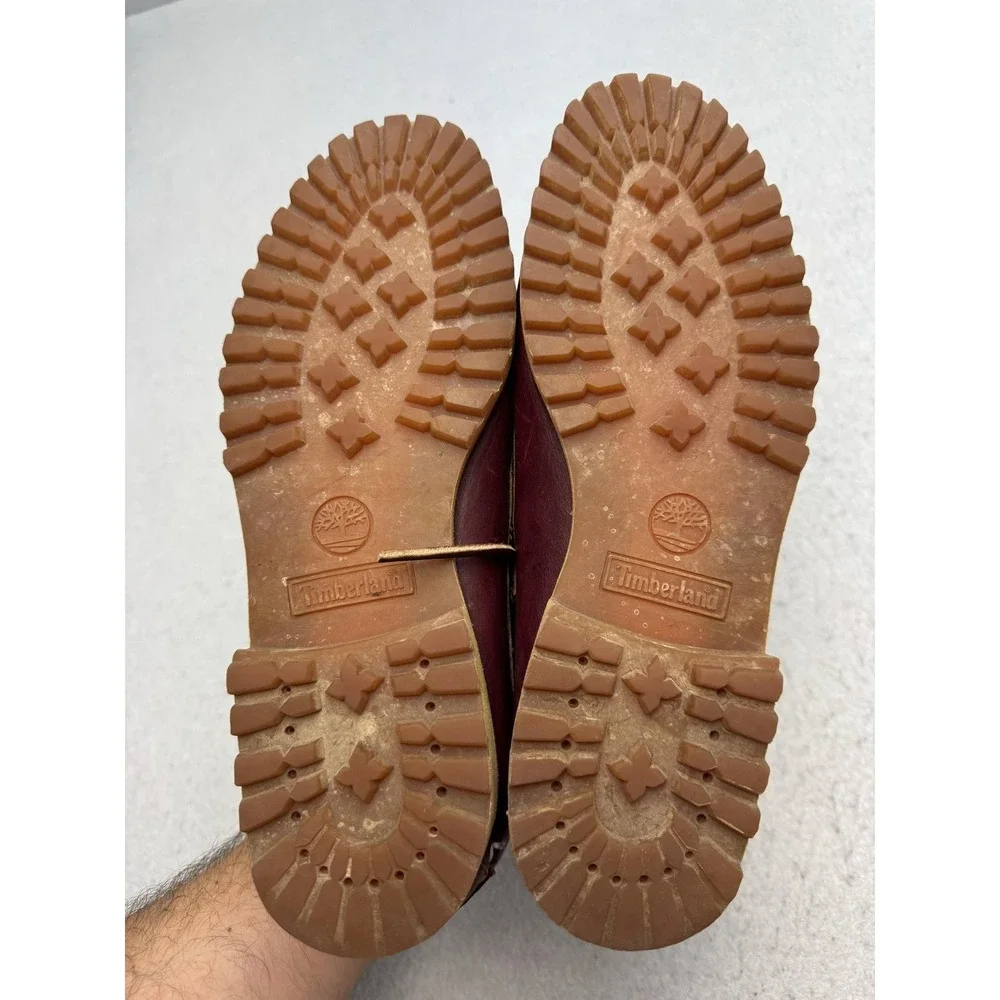 Timberland 3 Eye Burgundy Shoes Mens 11.5 Leather Lug Sole Boat Loafers 50009